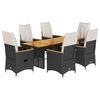 vidaXL Ensemble &agrave; manger de jardin coussins 7 pcs noir r&eacute;sine tress&eacute;e