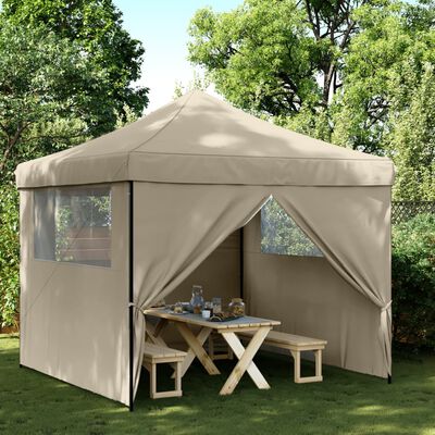 vidaXL Tente de réception pliable escamotable 4 parois latérales taupe