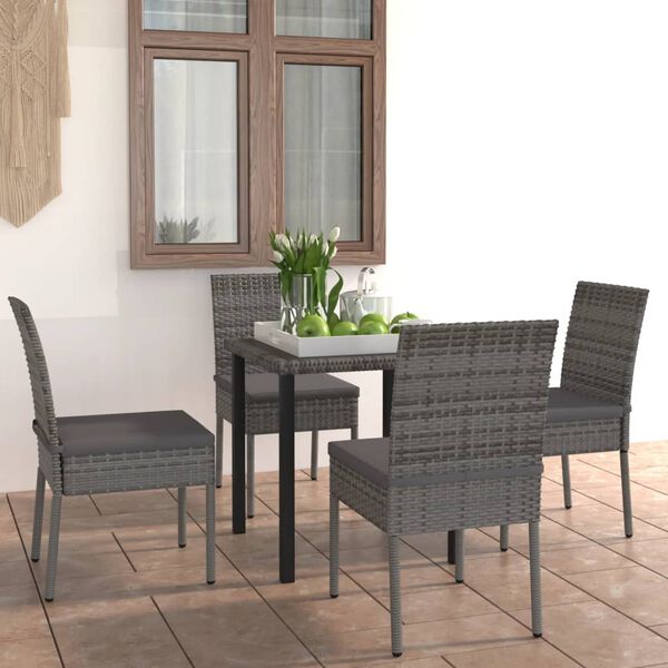 vidaXL Ensemble à manger de jardin 5 pcs Résine tressée Gris