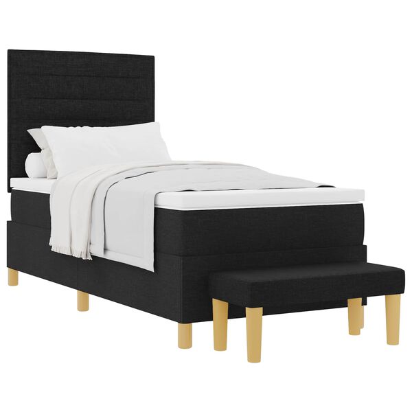 vidaXL Lit &agrave; ressorts avec matelas Noir 90 x 200 cm tissu