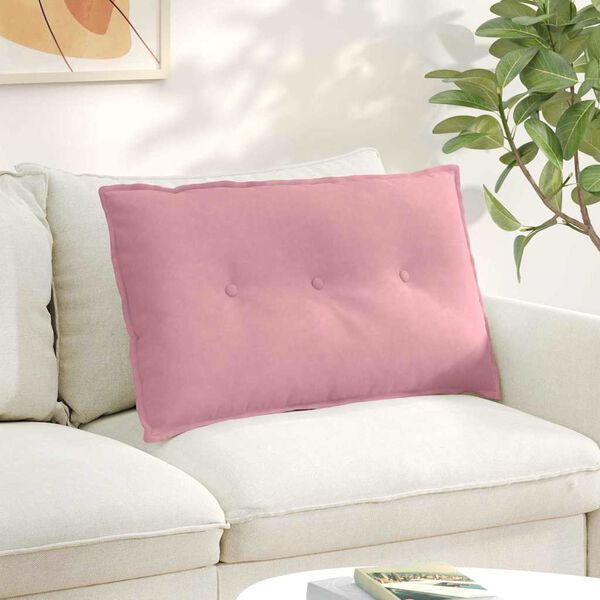 vidaXL Coussin de Dos Rose 80 x 50 cm Tissu en velours c&ocirc;tel&eacute;
