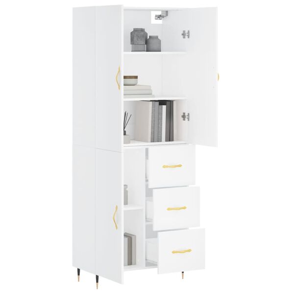 vidaXL Buffet haut Blanc 69,5x34x180 cm Bois d'ing&eacute;nierie
