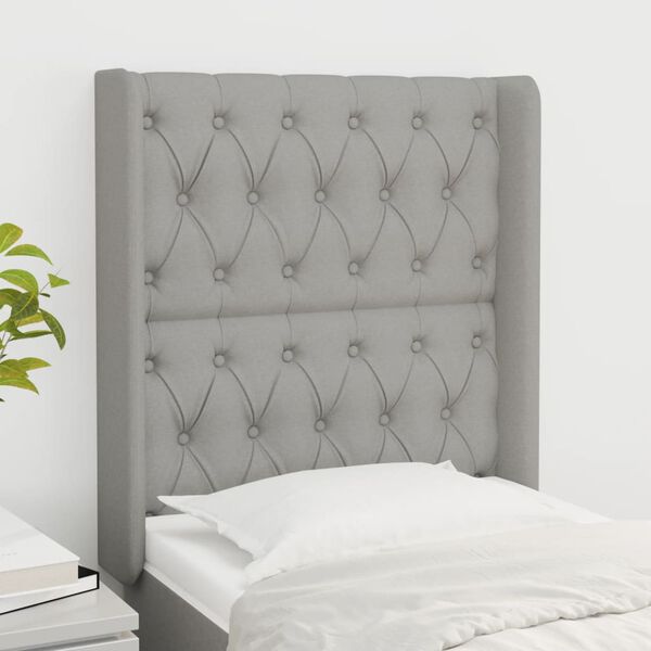 vidaXL T&ecirc;te de lit avec oreilles Gris clair 83x16x118/128 cm Tissu