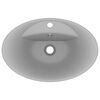vidaXL Lavabo ovale &agrave; trop-plein Gris clair mat 58,5x39 cm C&eacute;ramique