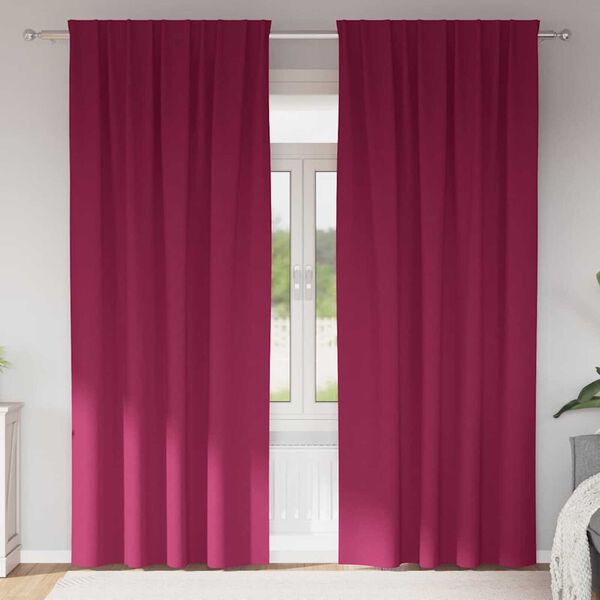vidaXL Rideaux occultants avec anneaux 2 pcs Bordeaux 260 x 140 cm