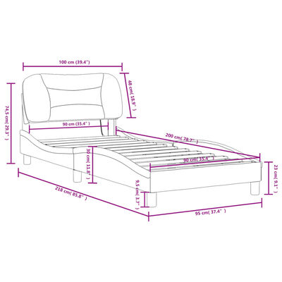 vidaXL Cadre de lit avec LED sans matelas crème 90x200 cm tissu