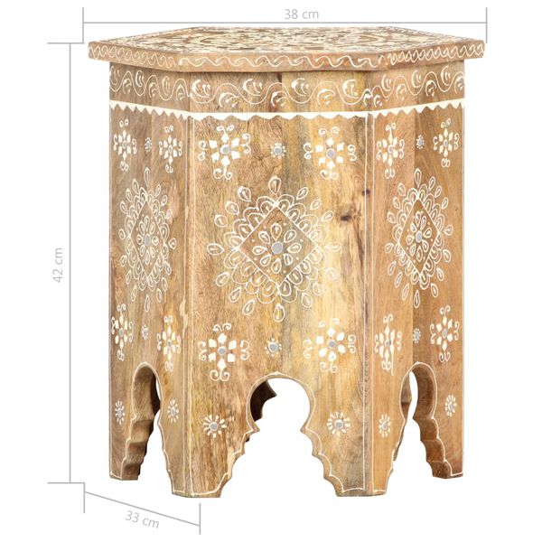 vidaXL Table d'appoint peinte &agrave; la main 38x33x42 cm Manguier