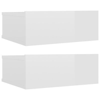 vidaXL Tables de chevet flottantes 2 pcs Blanc brillant 40x30x15 cm