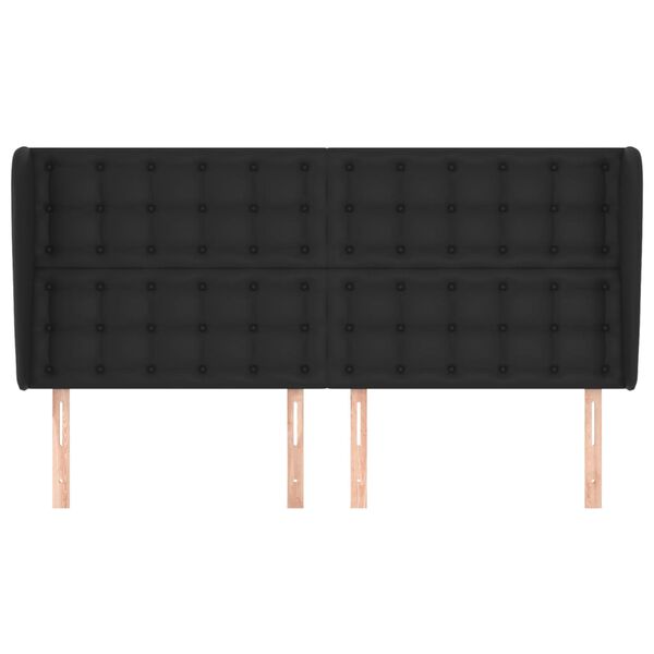 vidaXL T&ecirc;te de lit avec oreilles Noir 163x23x118/128 cm Similicuir