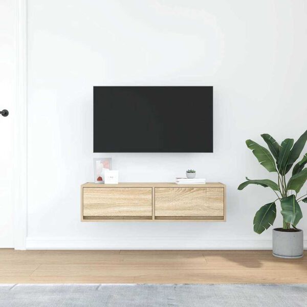 vidaXL Meuble TV Ch&ecirc;ne sonoma 100 x 31 x 25.5 cm Bois d'ing&eacute;nierie