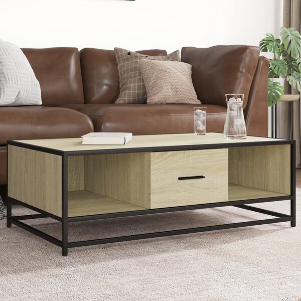 vidaXL Table basse chêne sonoma 100x57x35cm bois d'ingénierie et métal