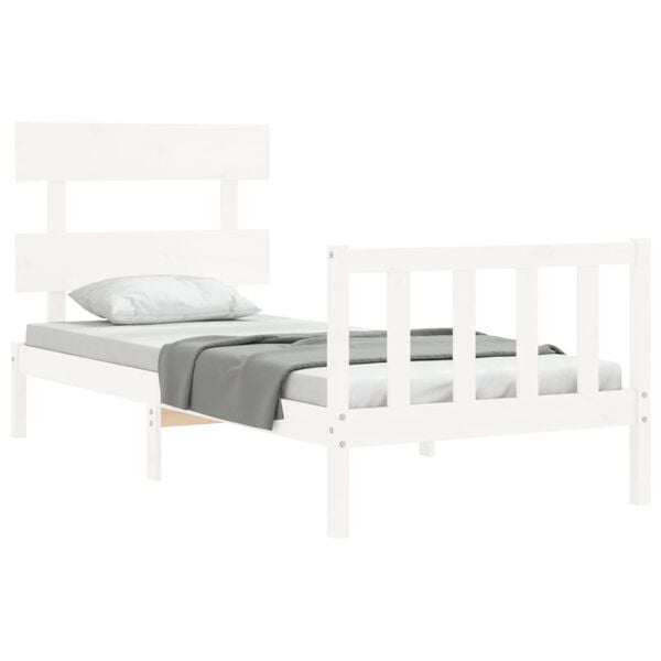 vidaXL Cadre de lit sans matelas blanc bois de pin massif