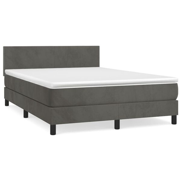 vidaXL Sommier &agrave; lattes de lit et matelas Gris fonc&eacute; 140x200cm Velours