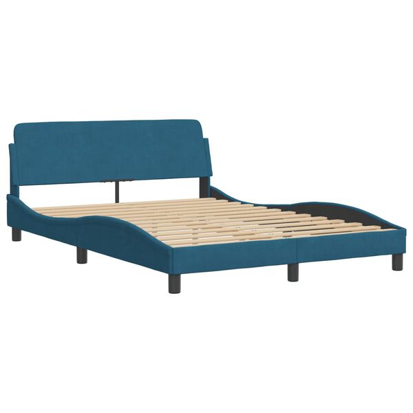 vidaXL Lit avec matelas Hanko bleu 140x190 cm velours