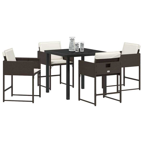 vidaXL Ensemble de salle &agrave; manger pour jardin 5 pcs Marron polyrotin
