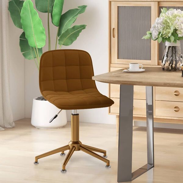 vidaXL Chaise pivotante de salle &agrave; manger Marron Velours