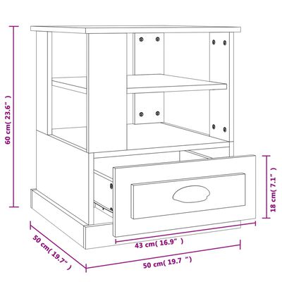 vidaXL Table d'appoint chêne fumé 50x50x60 cm bois d'ingénierie