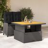 vidaXL Ensemble &agrave; manger de jardin coussins 2pcs noir r&eacute;sine tress&eacute;e