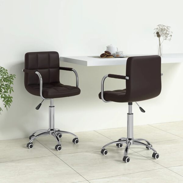 vidaXL Chaises &agrave; manger pivotantes lot de 2 marron similicuir