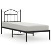 vidaXL Cadre de lit métal sans matelas avec tête de lit noir 80x200 cm