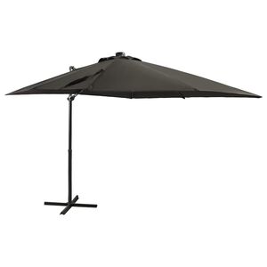 vidaXL Parasol de jardin en porte-&agrave;-faux avec m&acirc;t et lumi&egrave;res LED