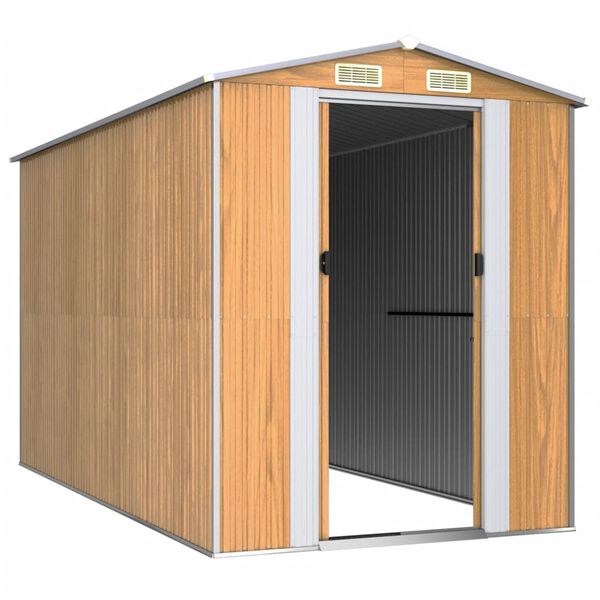 vidaXL Abri de jardin Marron clair 192x357x223 cm Acier galvanis&eacute;