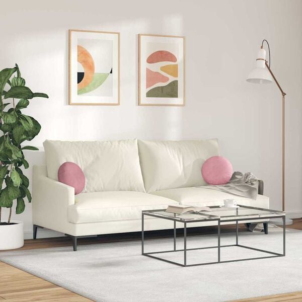vidaXL Coussins de si&egrave;ge 2 pcs Rose &Oslash; 40 x 13 cm Velours