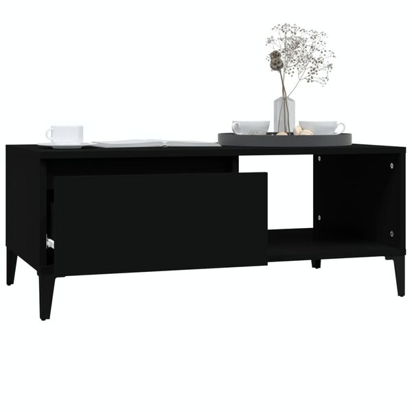 vidaXL Table basse Noir 90x50x36,5 cm Bois d'ing&eacute;nierie