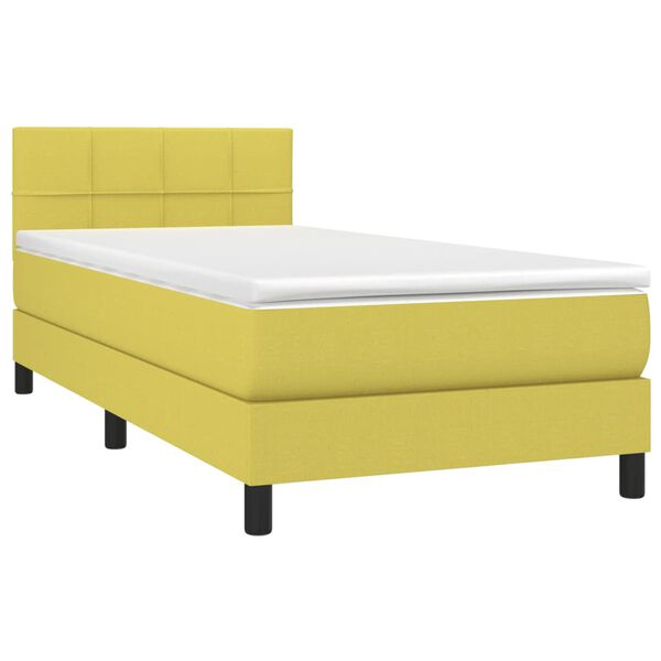 vidaXL Sommier &agrave; lattes de lit avec matelas LED Vert 100x200 cm Tissu