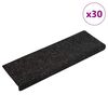 vidaXL Tapis d'escalier autocollants 30 pi&egrave;ces 65 x 21 x 4 cm Noir Bord rectangulaire