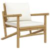 vidaXL Chaises de jardin lot de 2 avec coussins blanc cr&egrave;me bambou