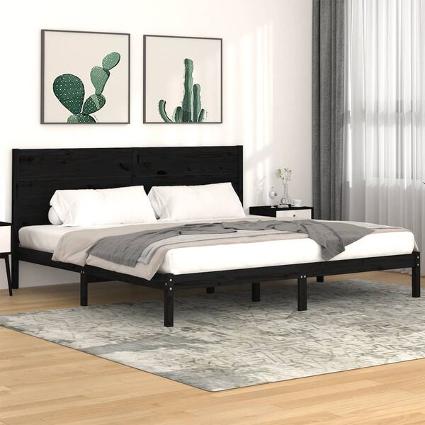 vidaXL Cadre de lit sans matelas noir 200x200 cm bois massif de pin