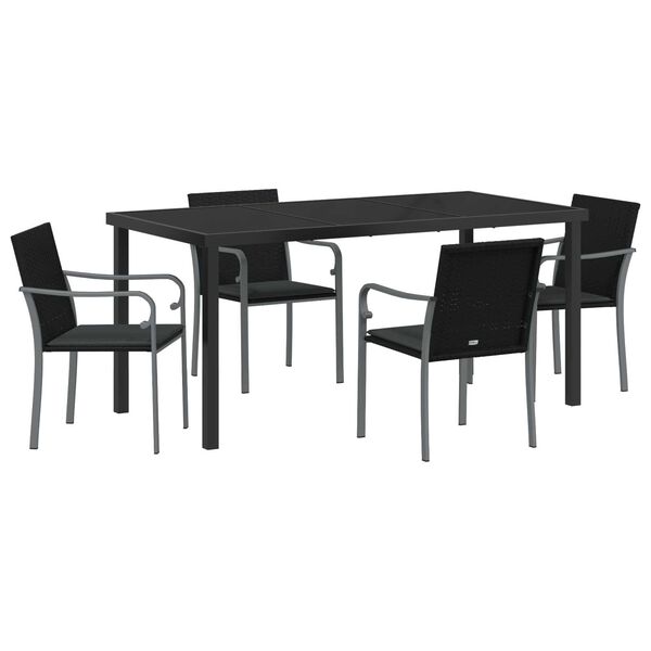 vidaXL Ensemble de salle &agrave; manger pour jardin 5 pcs Noir et gris
