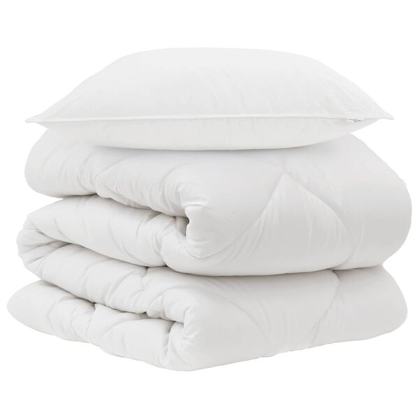 vidaXL Couette avec oreiller 2 pcs Blanc Microfibre