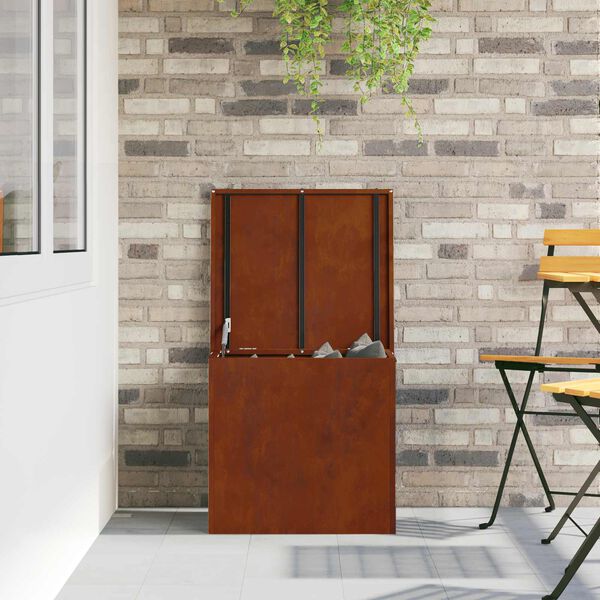 vidaXL Bo&icirc;te de Rangement Ext&eacute;rieure Rouill&eacute; 55 x 50,5 x 50 cm Acier