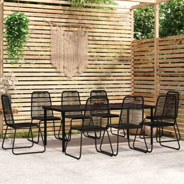 vidaXL Ensemble &agrave; manger de jardin 9 pcs Noir