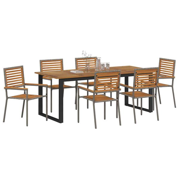 vidaXL Ensemble de salle &agrave; manger pour jardin 7 pcs Gris