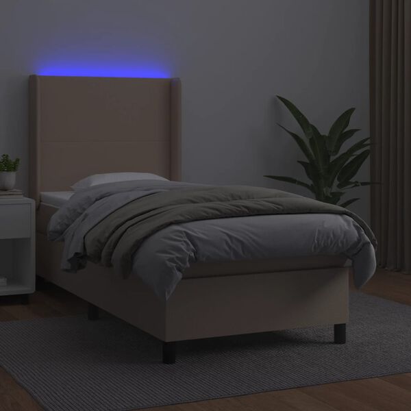 vidaXL Sommier à lattes de lit matelas et LED Cappuccino 90x200cm