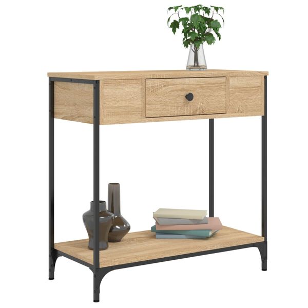 vidaXL Table console ch&ecirc;ne sonoma 75x34,5x75 cm bois d'ing&eacute;nierie