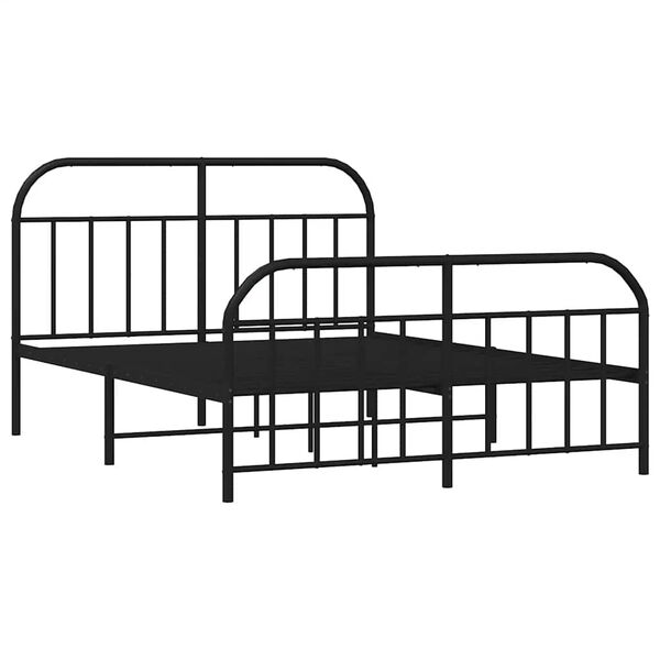 vidaXL Cadre de lit m&eacute;tal sans matelas avec pied de lit noir 150x200cm