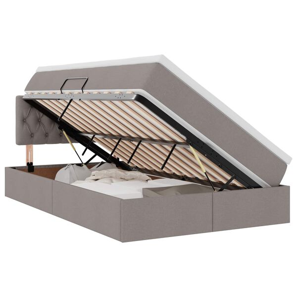 vidaXL Lit avec rangement et matelas avec matelas Taupe 120 x 200 cm