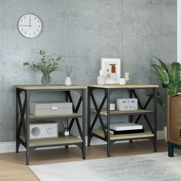vidaXL Tables d'appoint 2 pcs Ch&ecirc;ne sonoma 40x42x50 cm Bois ing&eacute;nierie