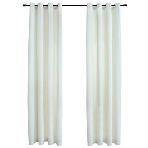 vidaXL Rideaux occultants avec anneaux 2 pcs Velours Cr&egrave;me 140x175 cm