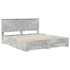 vidaXL Cadre de lit Gris b&eacute;ton 200 x 200 cm Bois d'ing&eacute;nierie