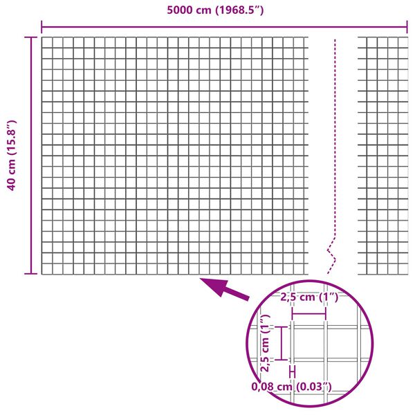 vidaXL Clôture en fil soudé Argent 0.4 x 50 m