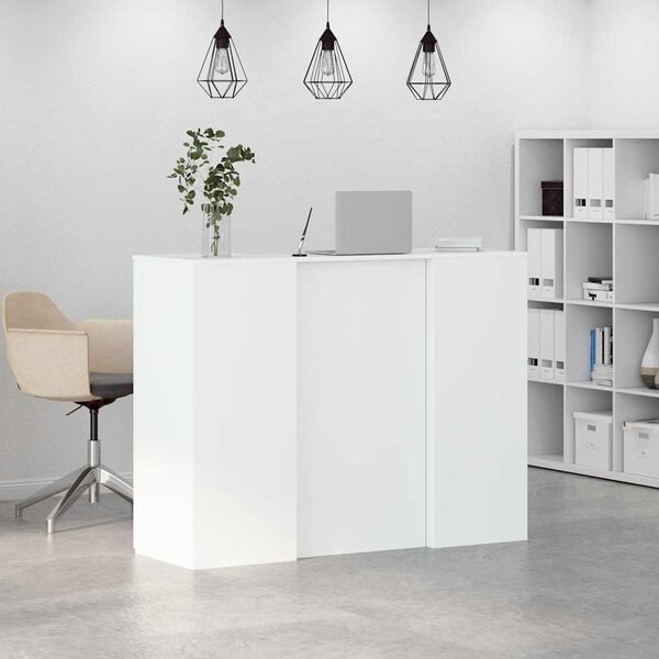 vidaXL Bureau de réception blanc 135x50x103,5 cm bois d'ingénierie