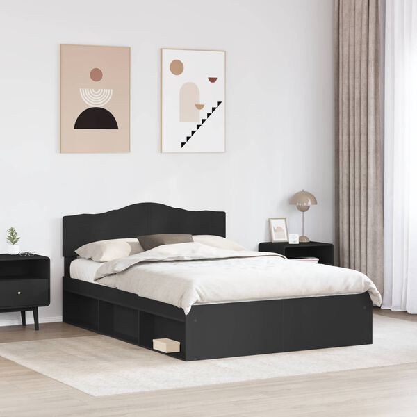 vidaXL Cadre de lit Noir 160 x 200 cm Bois de pin massif