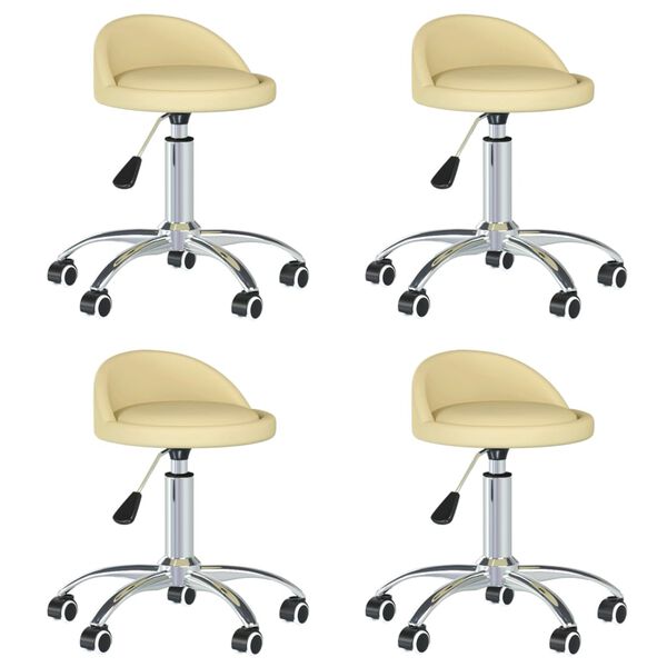 vidaXL Chaises pivotantes &agrave; manger lot de 4 cr&egrave;me similicuir