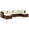 vidaXL Salon de jardin 6 pcs avec coussins Marron R&eacute;sine tress&eacute;e