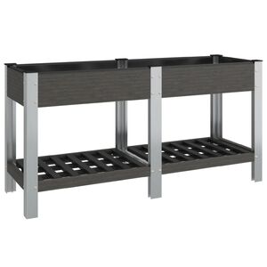vidaXL Lit sur&eacute;lev&eacute; de jardin avec &eacute;tag&egrave;re Gris 150x50x75 cm WPC